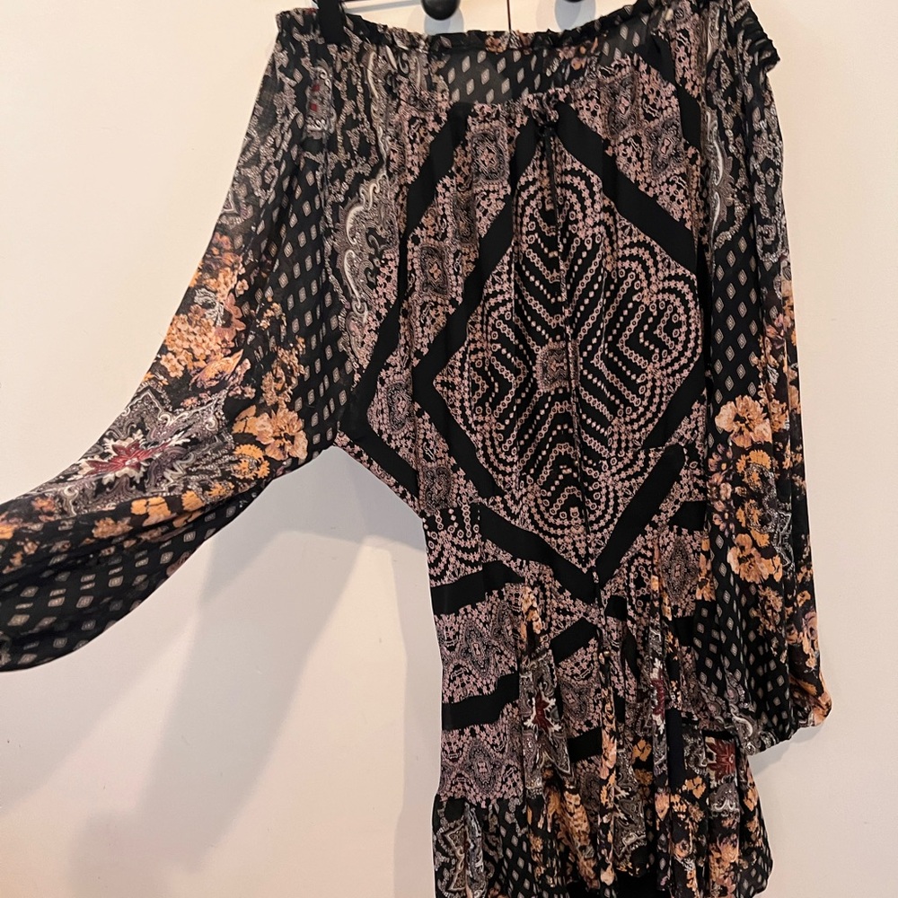 Free People Seven Wonders MiniBoho Floral Open Back Off Shoulder Festival - Picture 7 of 8
